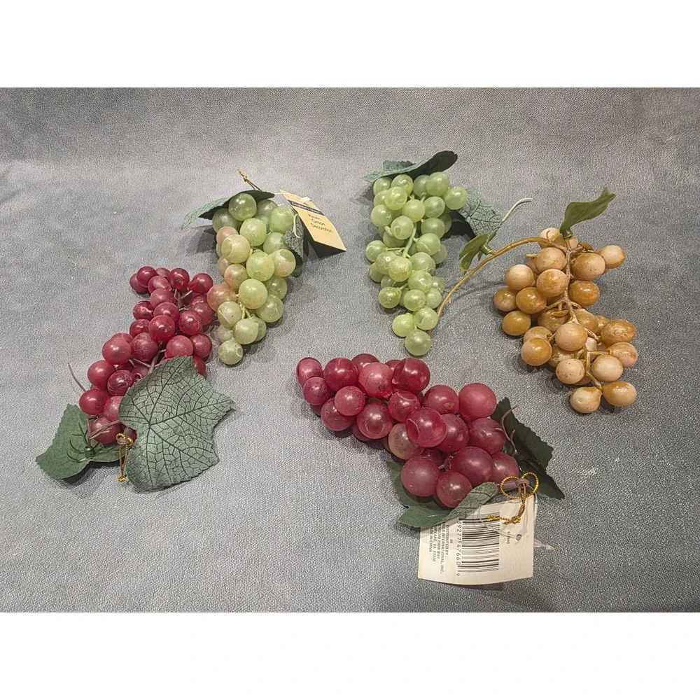 Decorator's Choice Artificial Grape Clusters Faux Fruit Decor Set of 5 Multi